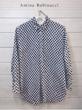 AMINA RUBINACCI Blue & White Print Shirt – Size 46 Italy /10